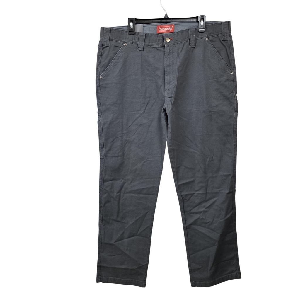 Coleman Pants Mens 38x34 Gray Stretch Canvas Utility Workwear Chino Pockets